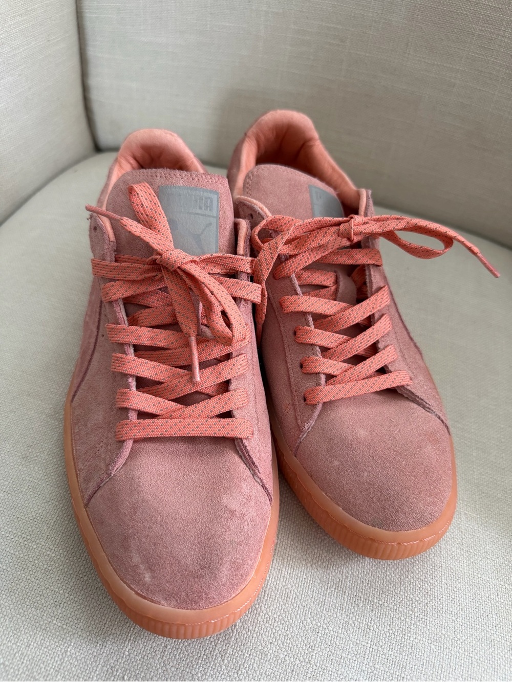 Puma Women's Pink Suede Low-Top Sneakers